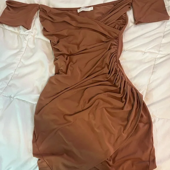 light brown dress forever 21 Ribbed Knit Midi Sweater Dress WALNUT / XXL main image 0